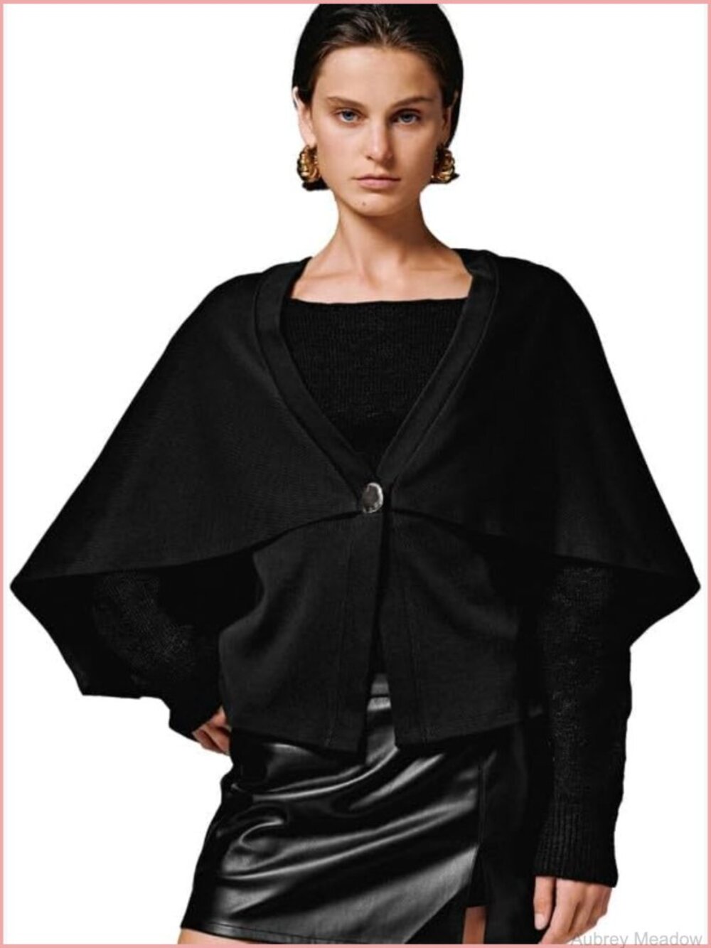 Oversized Cape Cardigan Batwing Sleeve Open Front Poncho Knit Sweater Shawl